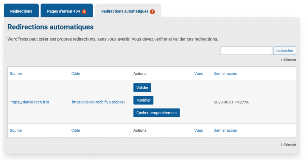 Redirections automatiques de WordPress