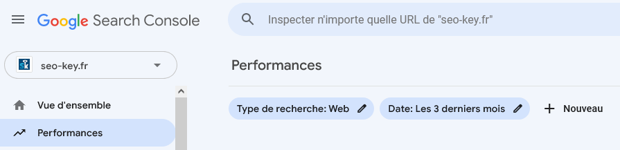 Le menu "Performances" de la Search Console de Google